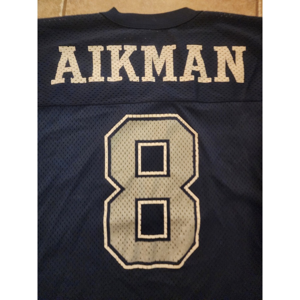Vintage Logo 7 Dallas Cowboys Troy Aikman 8 Jersey Navy Blue Mens Large USA - Picture 2 of 7